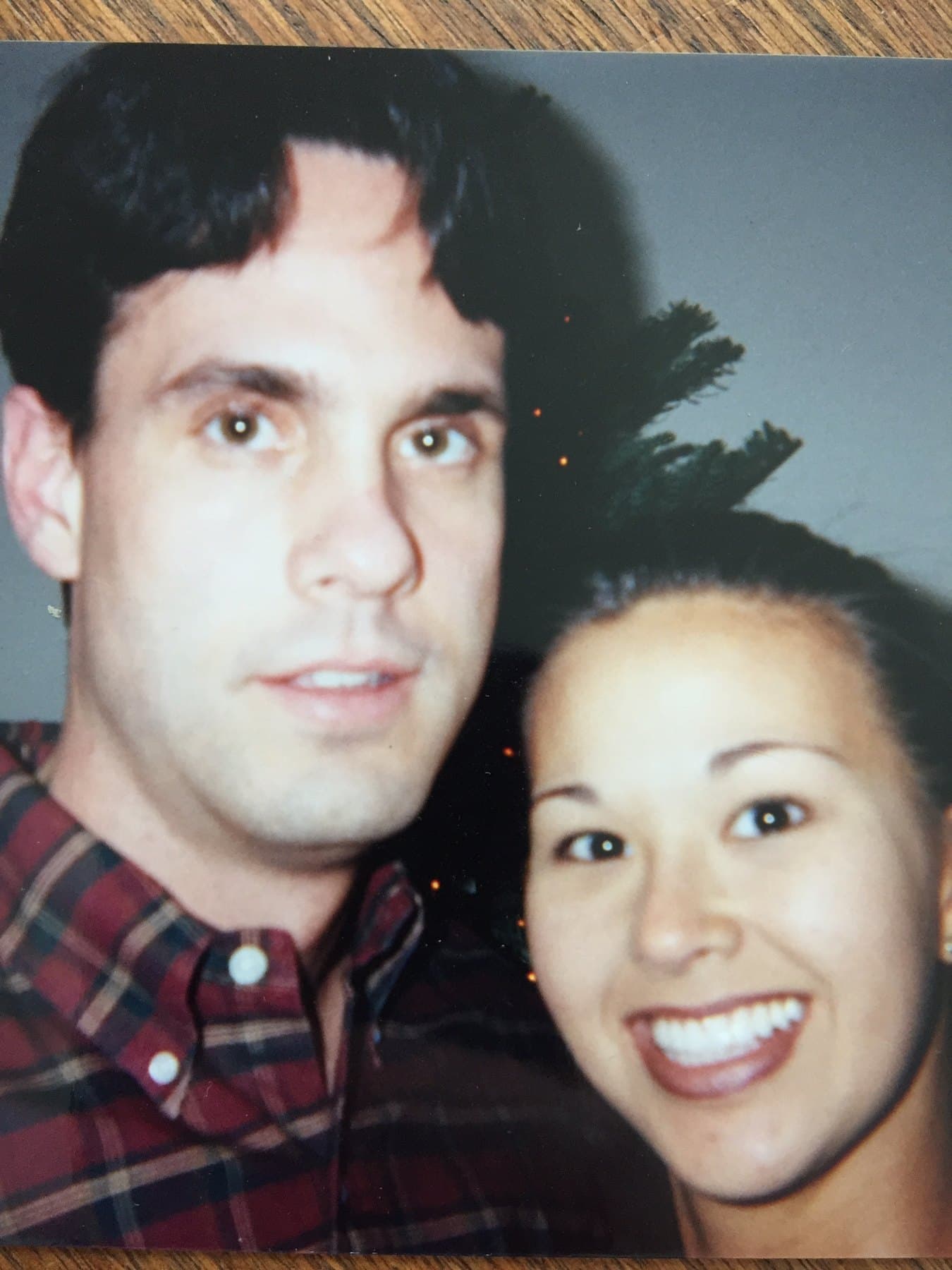 Cris and Shirley together in an early plaid-shirt snapshot