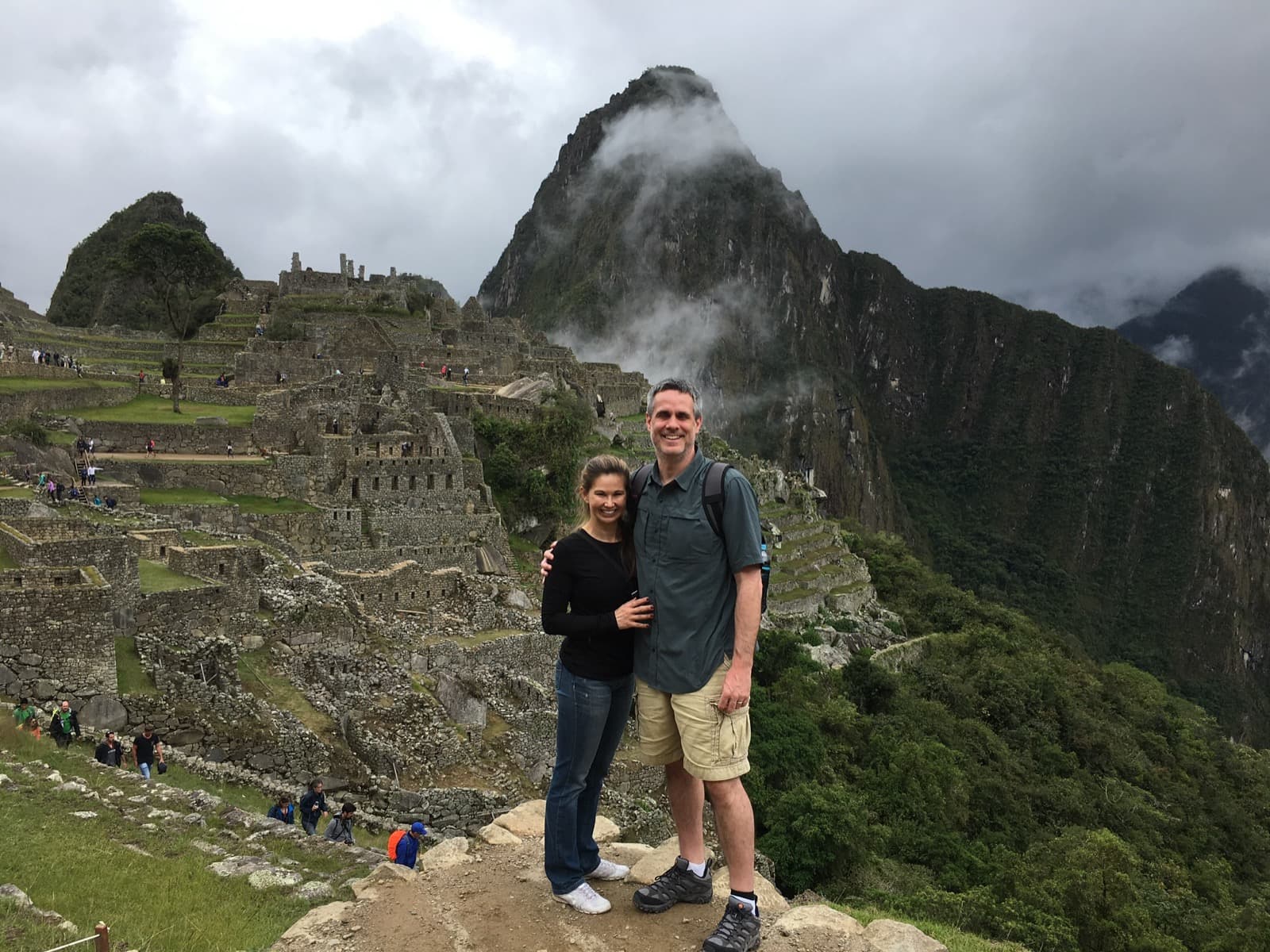 Shirley and Cris standing together at Machu Picchu